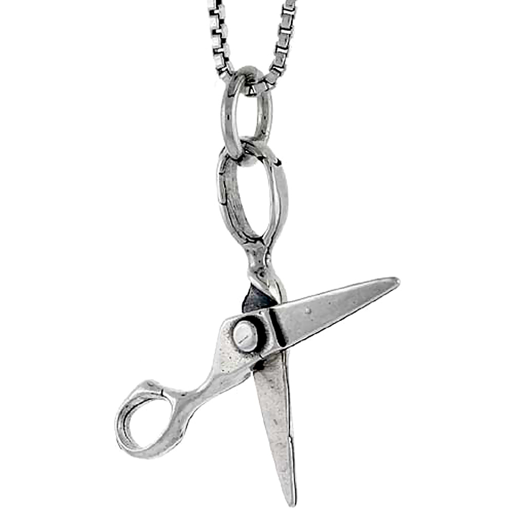STERLING SILVER SCISSORS CHARM 7/8 INCH TALL