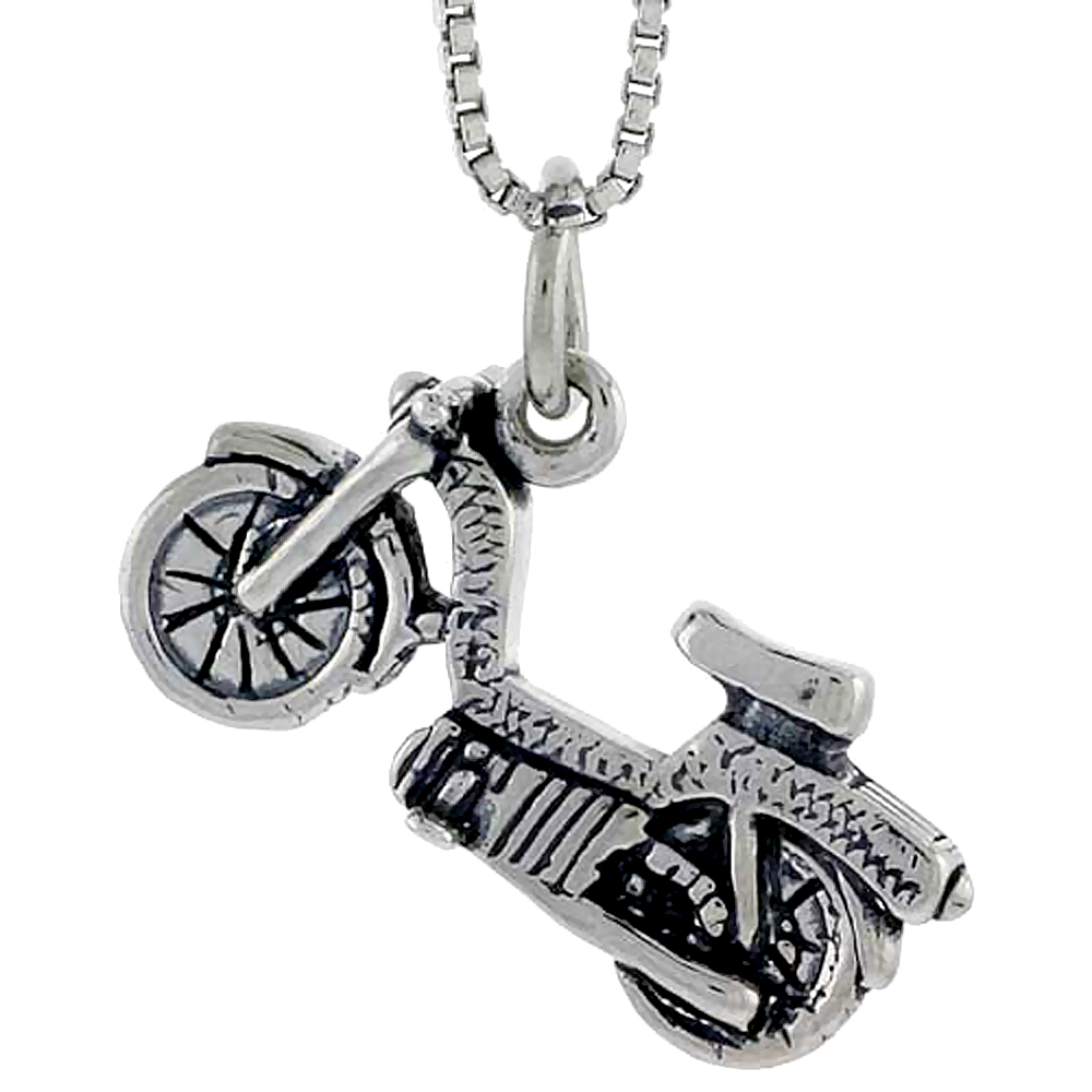 STERLING SILVER LIGHTWEIGHT MOTORCYCLE CHARM 3/8 INCH TALL