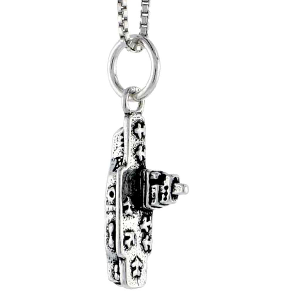 STERLING SILVER AIRCRAFT CARRIER CHARM 3/4 INCH TALL