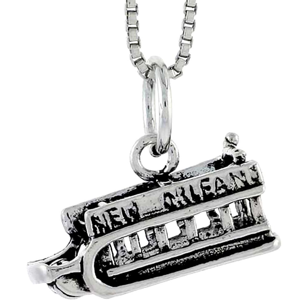 STERLING SILVER NEW ORLEANS TROLLEY CHARM 1/4 INCH TALL