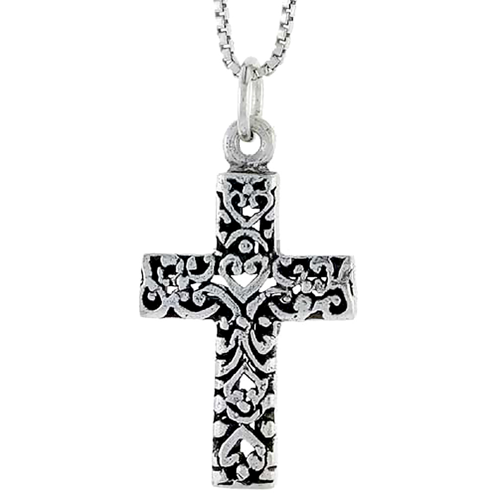 STERLING SILVER FILIGREE CROSS CHARM 1 INCH TALL