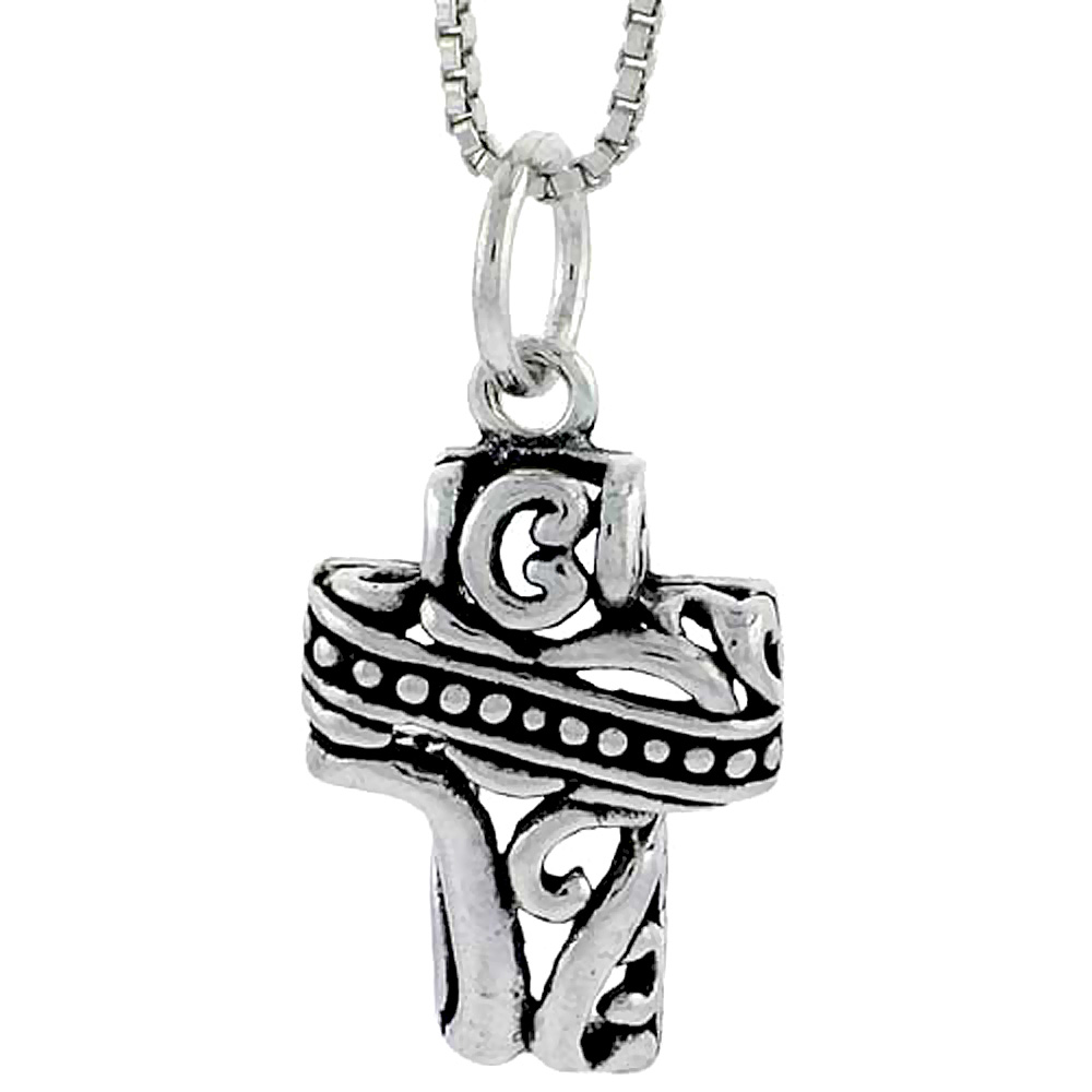 STERLING SILVER FILIGREE CROSS CHARM 3/4 INCH TALL