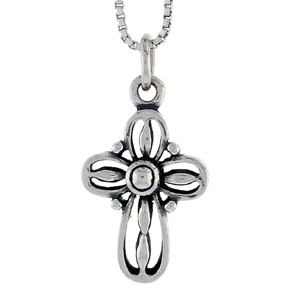 STERLING SILVER CROSS CHARM 3/4 INCH TALL