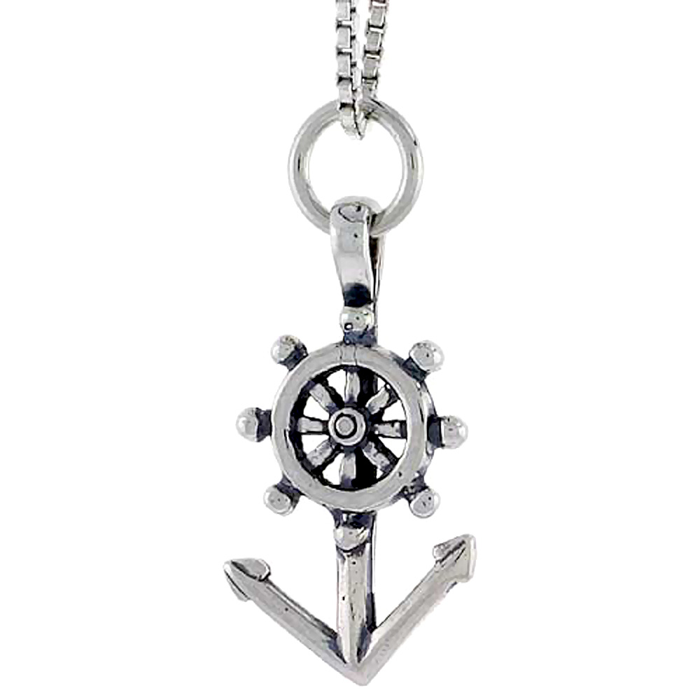 STERLING SILVER ANCHOR CHARM 3/4 INCH TALL