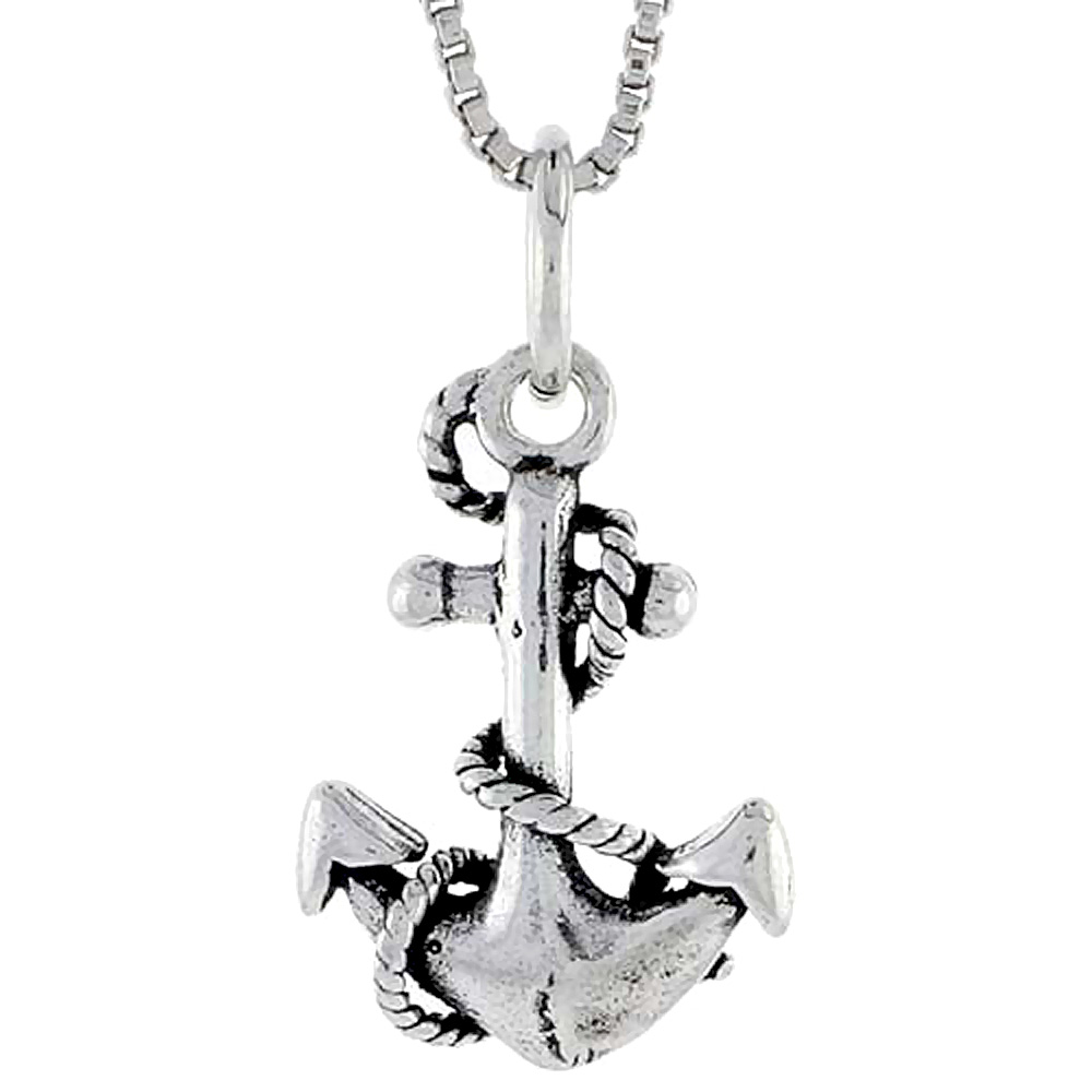 STERLING SILVER ANCHOR CHARM 5/8 INCH TALL