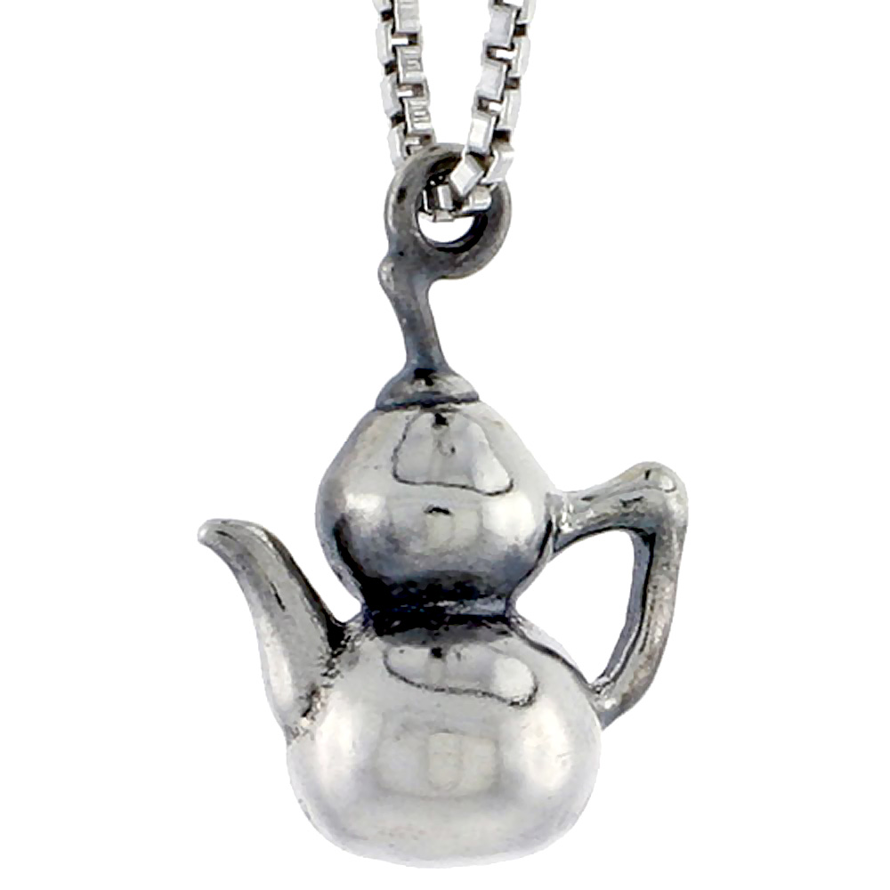 STERLING SILVER TEA POT CHARM 1/2 INCH TALL
