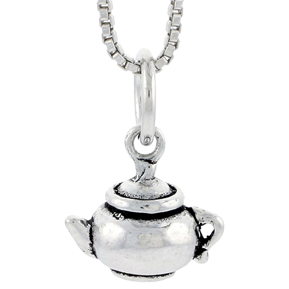 Sterling Silver Brown Betty Teapot Charm 3/8 inch tall