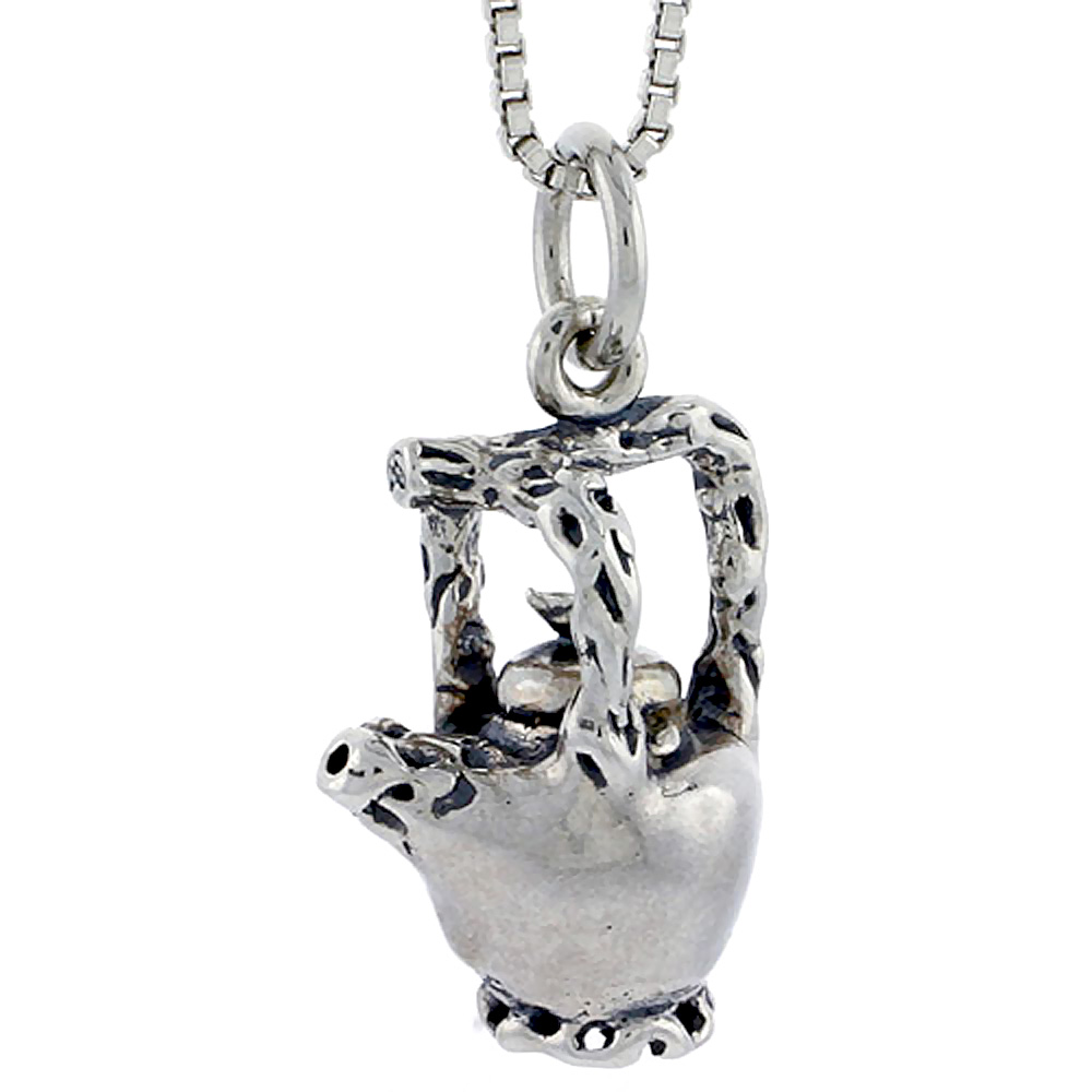 Sterling Silver 3-Handle Chinese Yixing Teapot Charm 3/4 inch tall