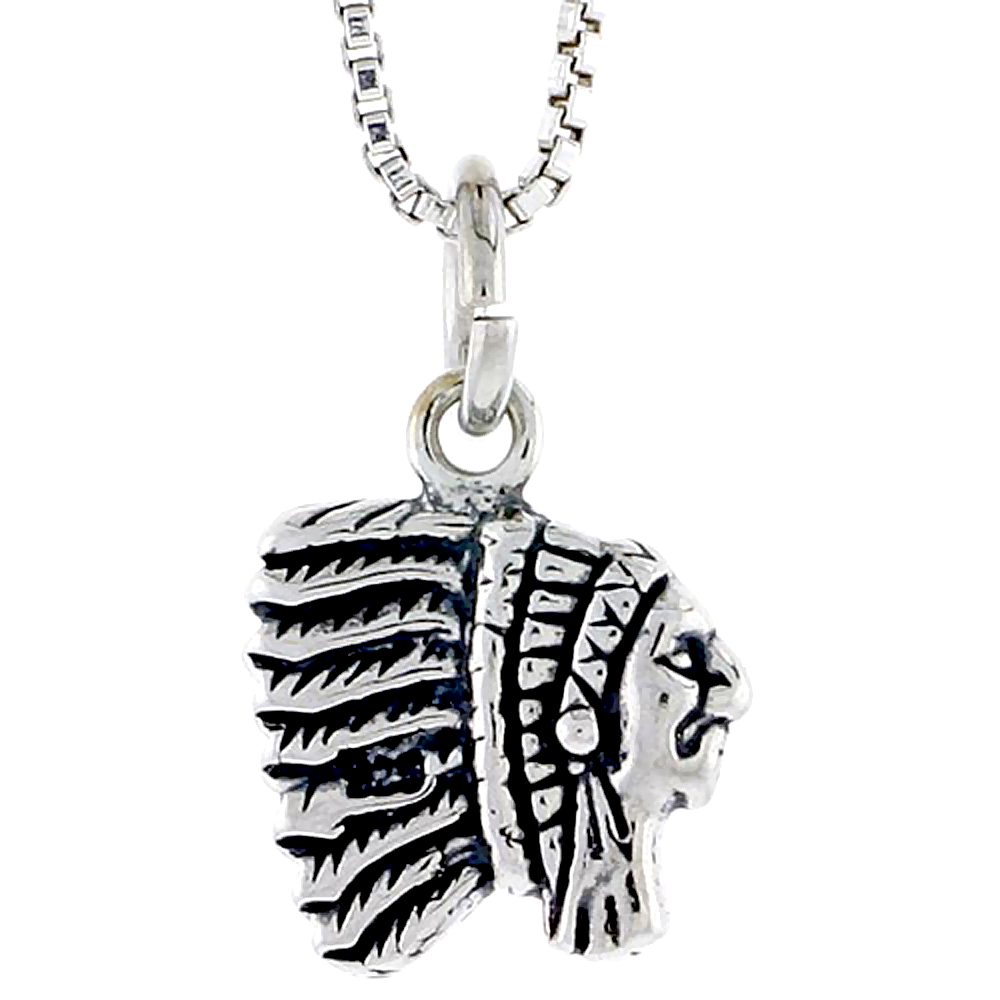 STERLING SILVER INDIAN HEAD CHARM 1/2 INCH TALL