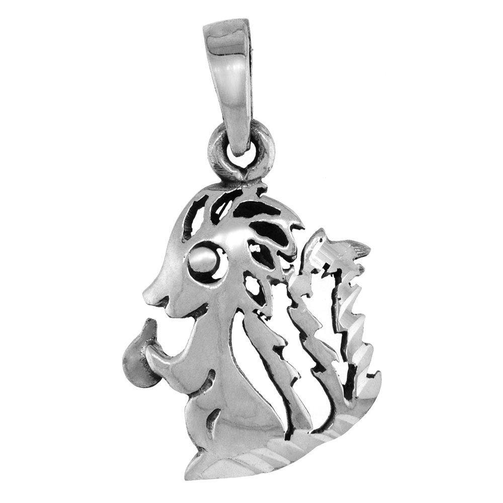 1 inch Sterling Silver Skunk Necklace Diamond-Cut Oxidized finish available with or without chain