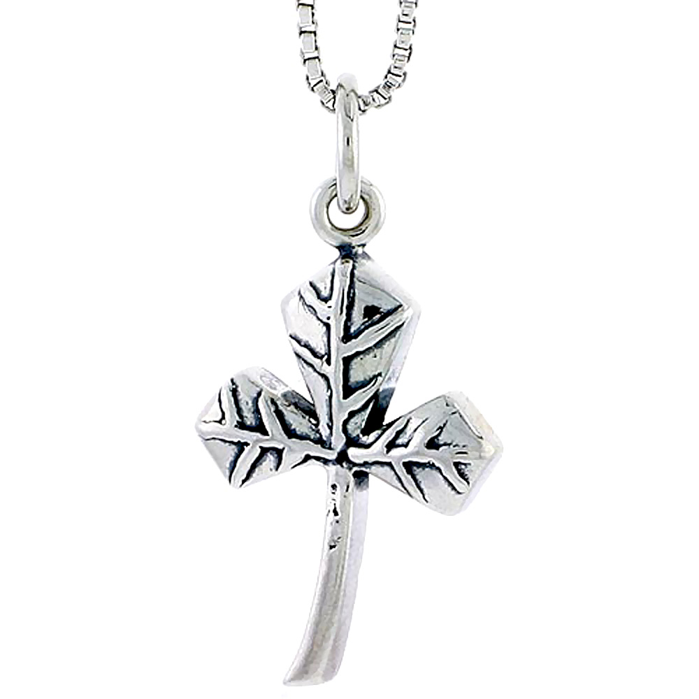 STERLING SILVER CLOVER LEAF CHARM 3/4 INCH TALL