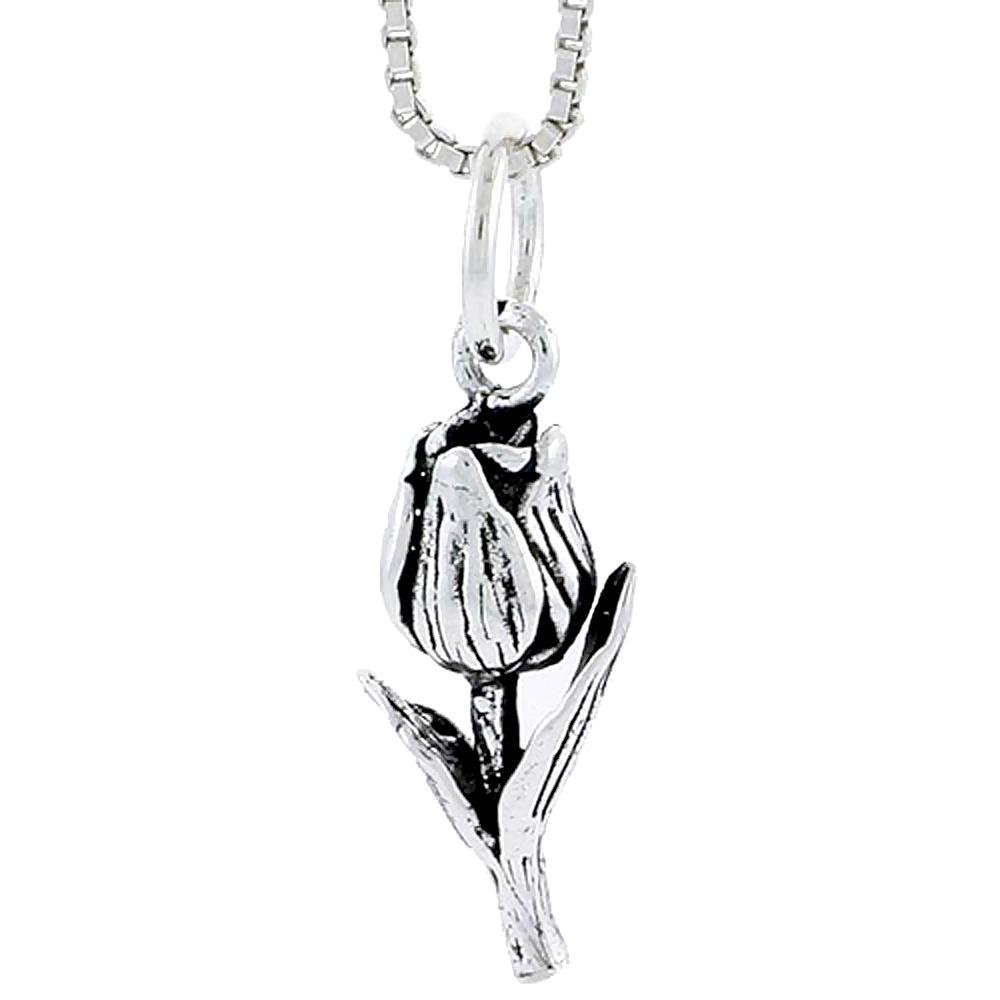 STERLING SILVER TULIP CHARM 3/4 INCH TALL