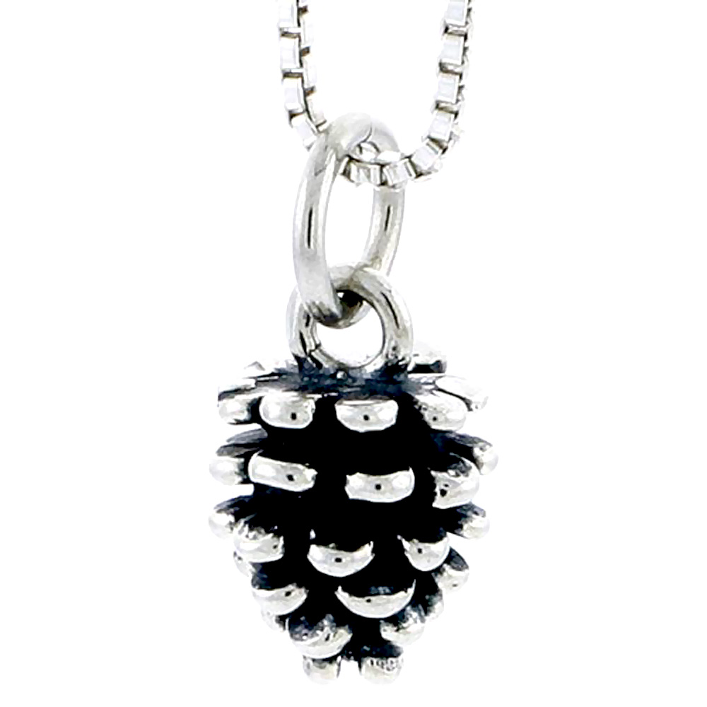 STERLING SILVER PINE CONE CHARM 3/8 INCH TALL