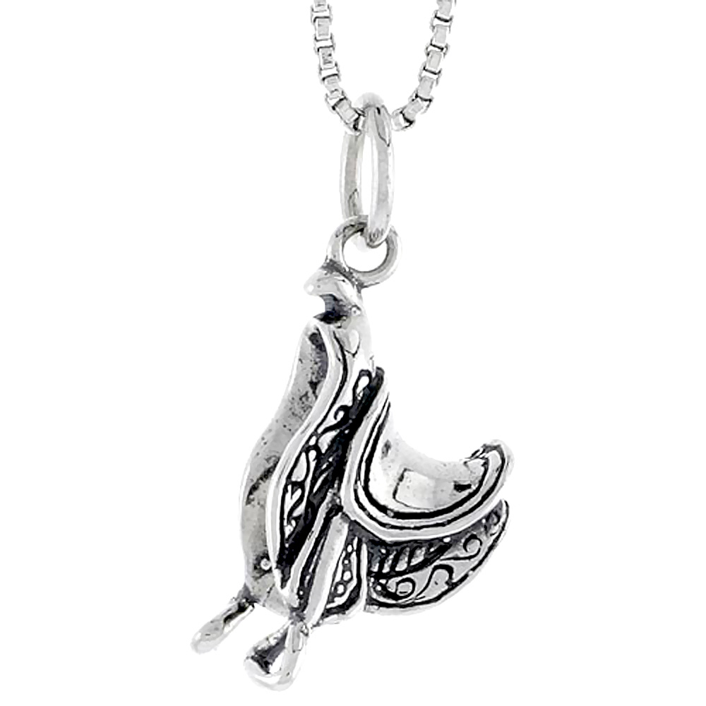 STERLING SILVER HORSE SADDLE CHARM 3/4 INCH TALL