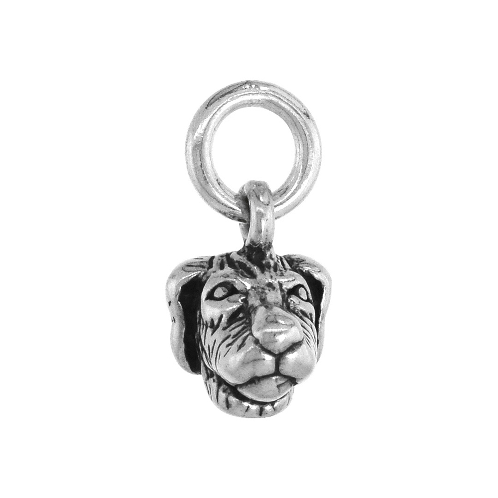STERLING SILVER SPANIEL DOG HEAD CHARM 3/8 INCH TALL