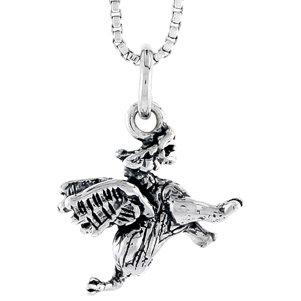 STERLING SILVER WINGED DRAGON CHARM 1/2 INCH TALL