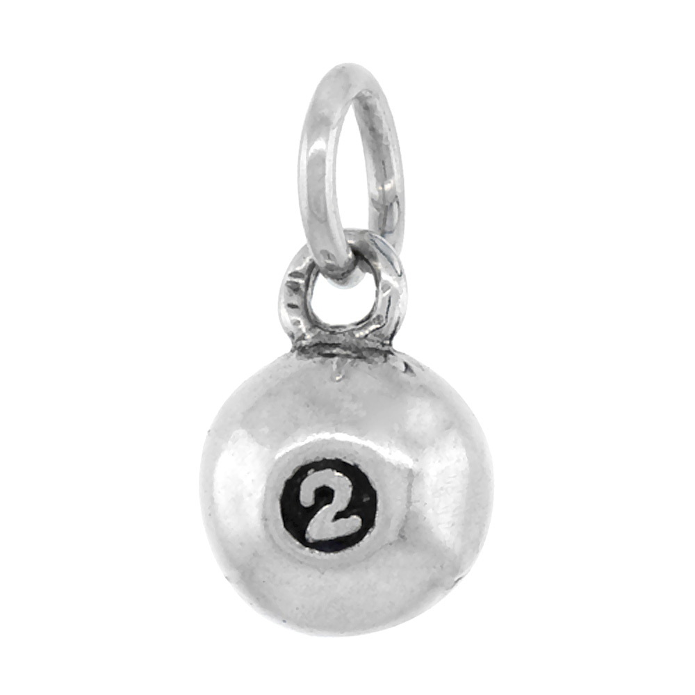 STERLING SILVER BILLIARDS 2 BALL CHARM 5/16 INCH TALL