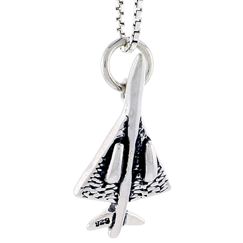 STERLING SILVER JET PLANE CHARM 7/8 INCH TALL