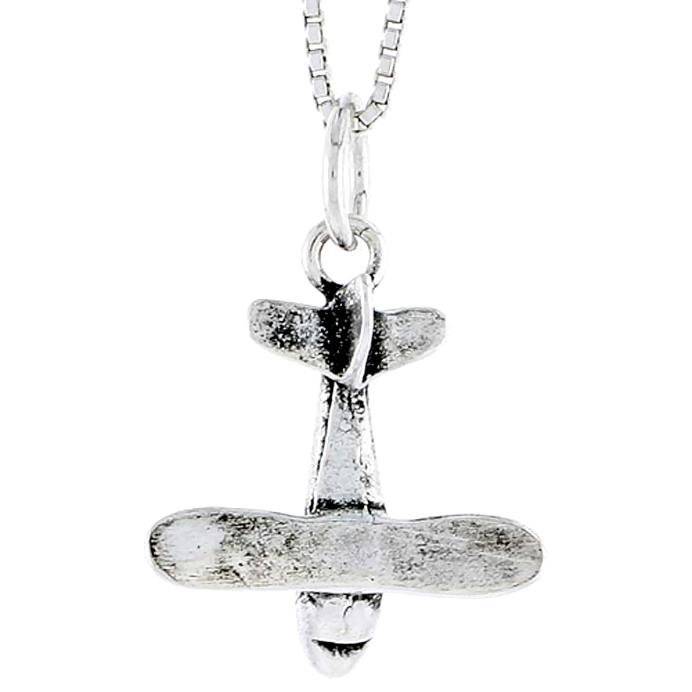 STERLING SILVER AIRPLANE CHARM 3/4 INCH TALL