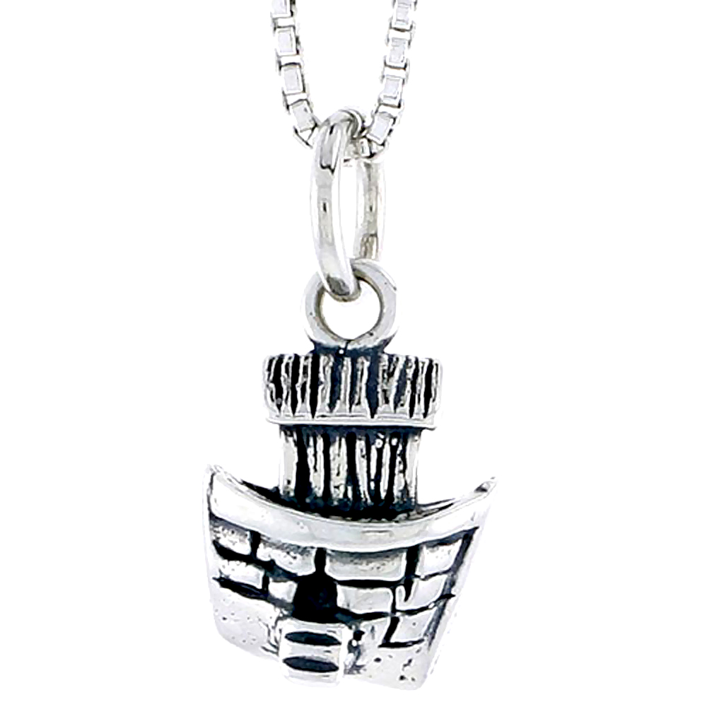 STERLING SILVER HOUSE BOAT CHARM 1/2 INCH TALL