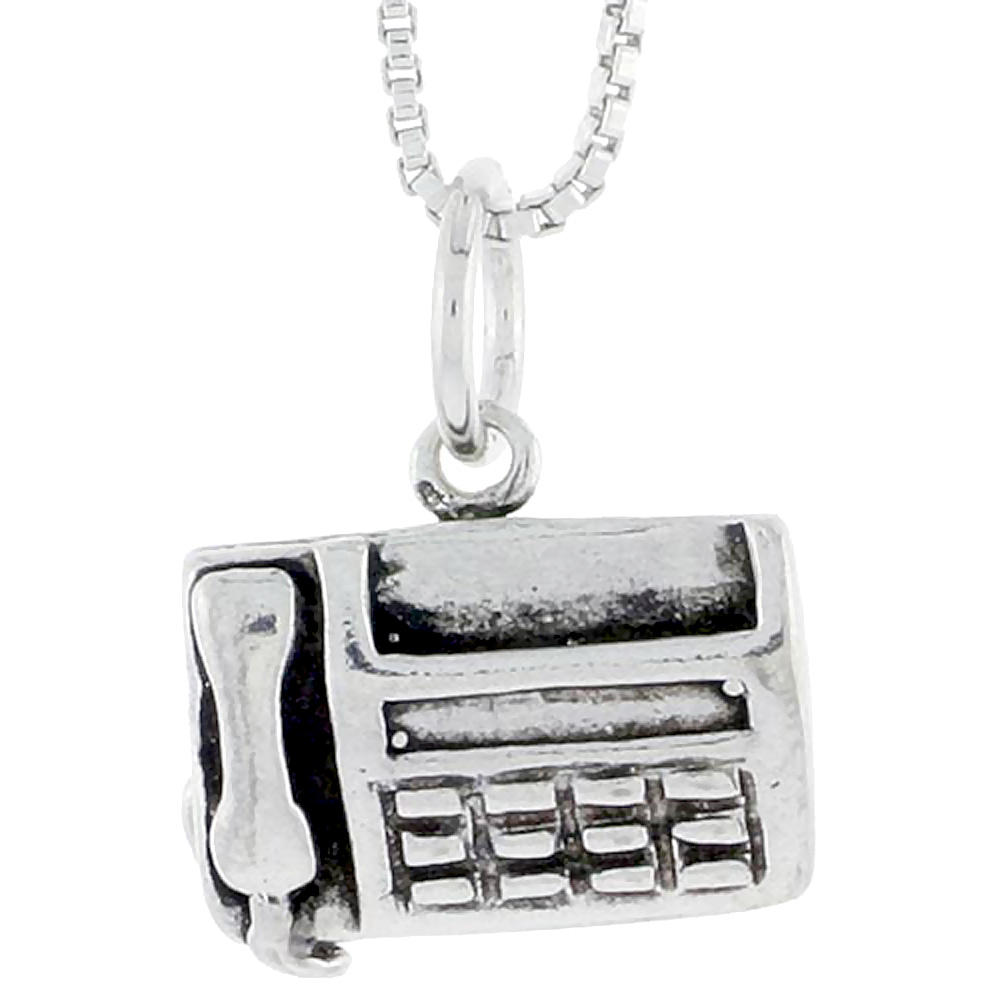 STERLING SILVER FAX MACHINE CHARM 3/8 INCH TALL