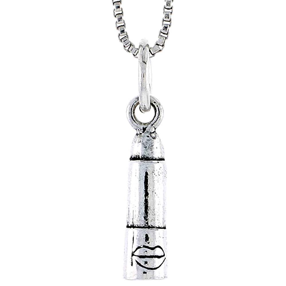 STERLING SILVER LIPSTICK CHARM 1/2 INCH TALL