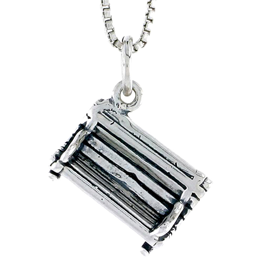 Sterling Silver Park Bench Charm 3/8 inch tall