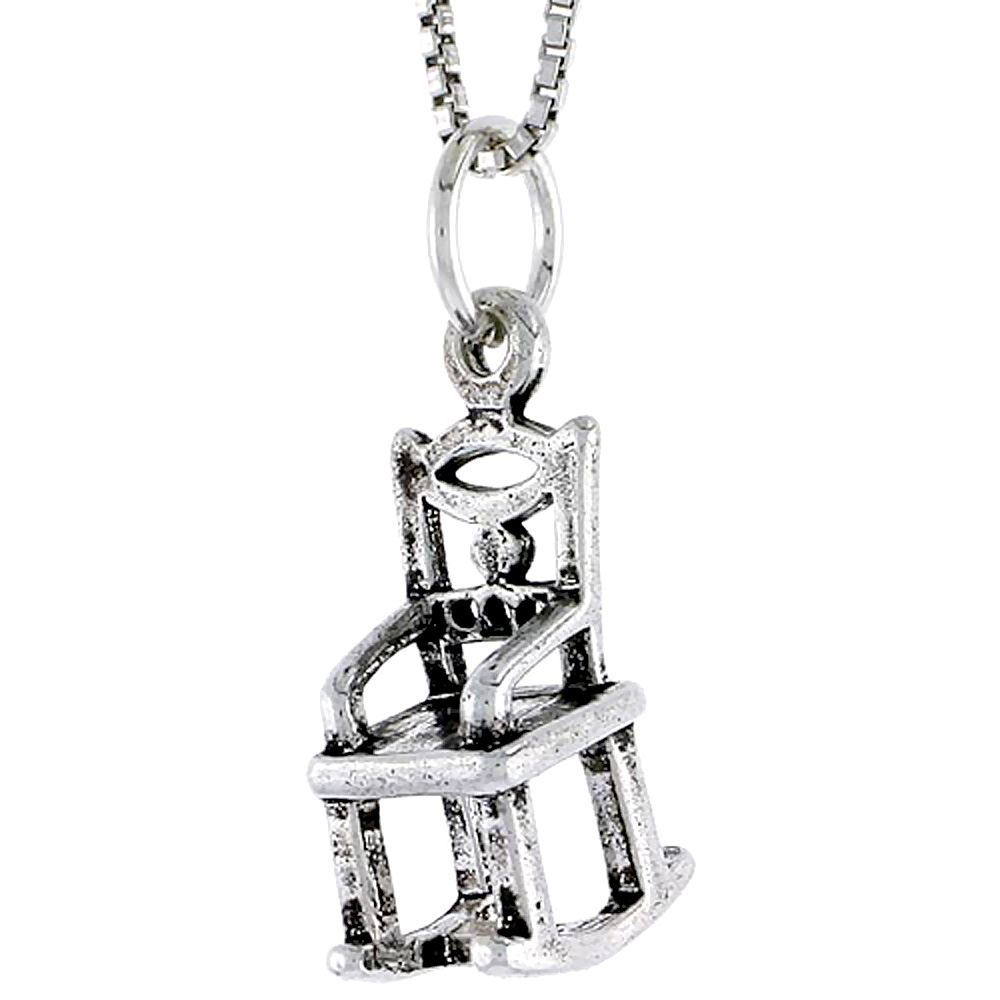 STERLING SILVER ROCKING CHAIR CHARM 5/8 INCH TALL