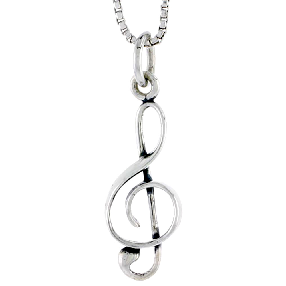 STERLING SILVER G-CLEF CHARM 7/8 INCH TALL