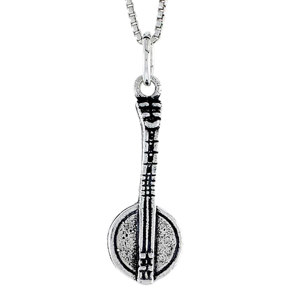 STERLING SILVER BANJO CHARM 1 INCH TALL
