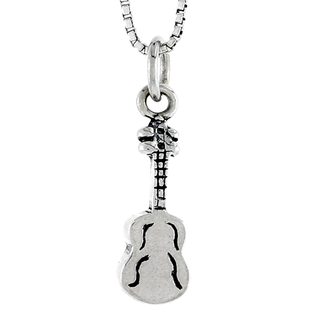 STERLING SILVER GUITAR CHARM 5/8 INCH TALL