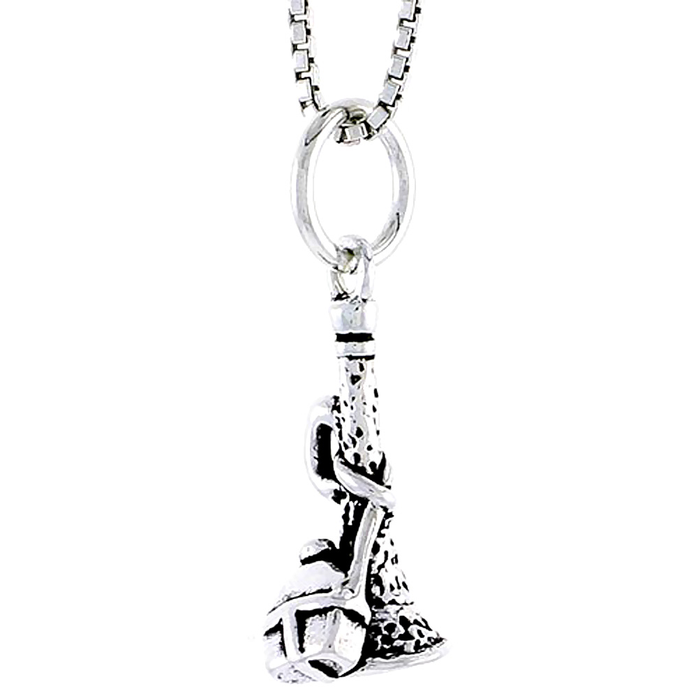 STERLING SILVER ARMY TRUMPET CHARM 5/8 INCH TALL