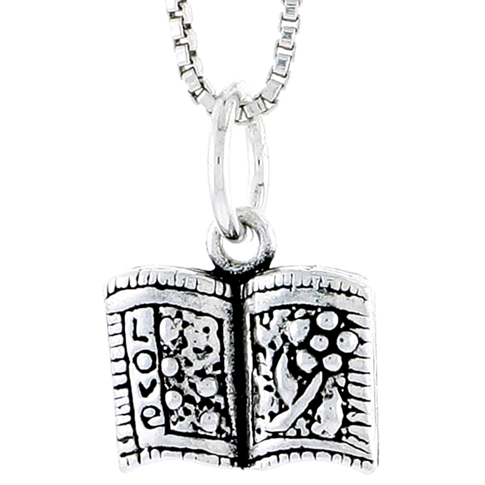 STERLING SILVER BOOK OF LOVE CHARM 3/8 INCH TALL