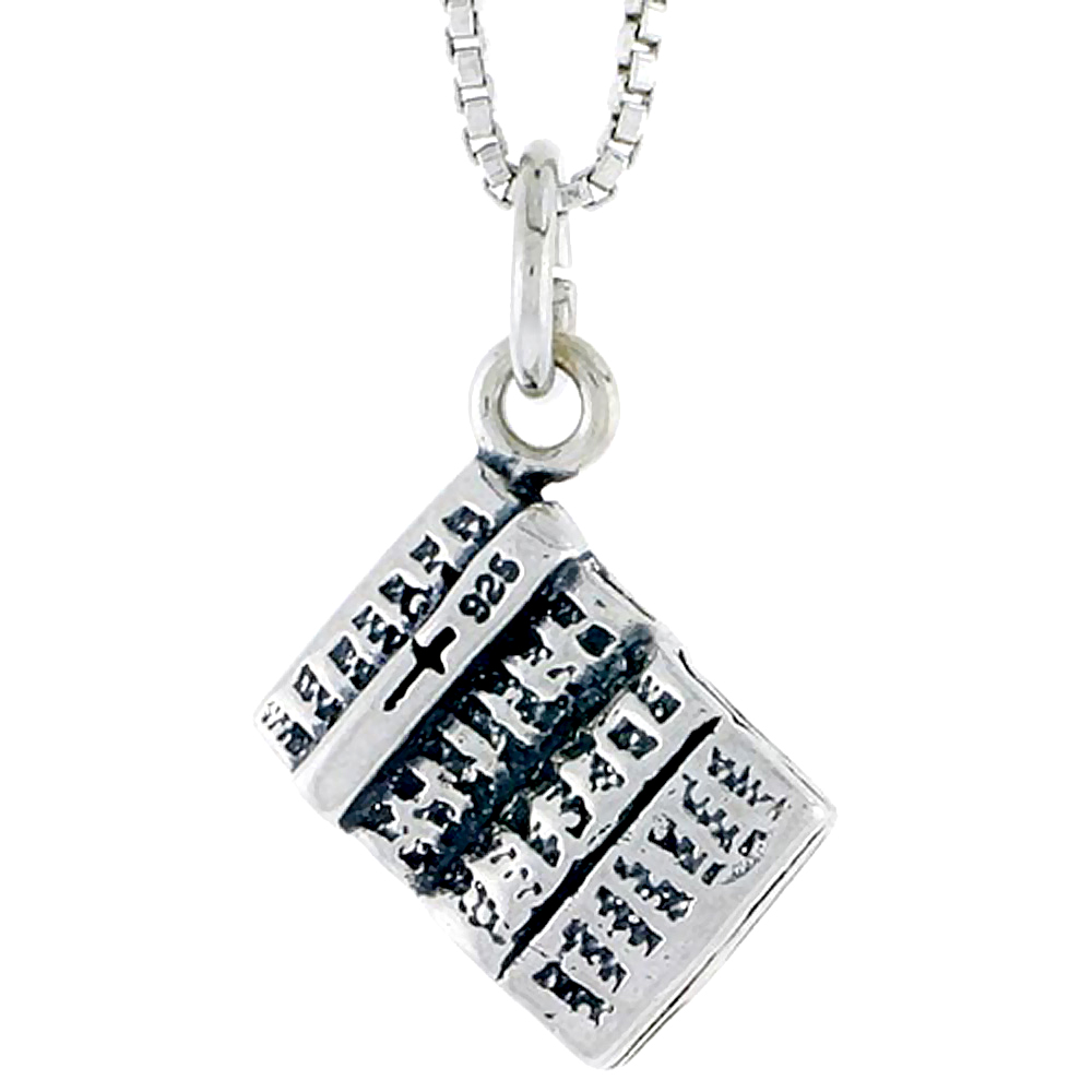 STERLING SILVER BIBLE CHARM 3/8 INCH TALL
