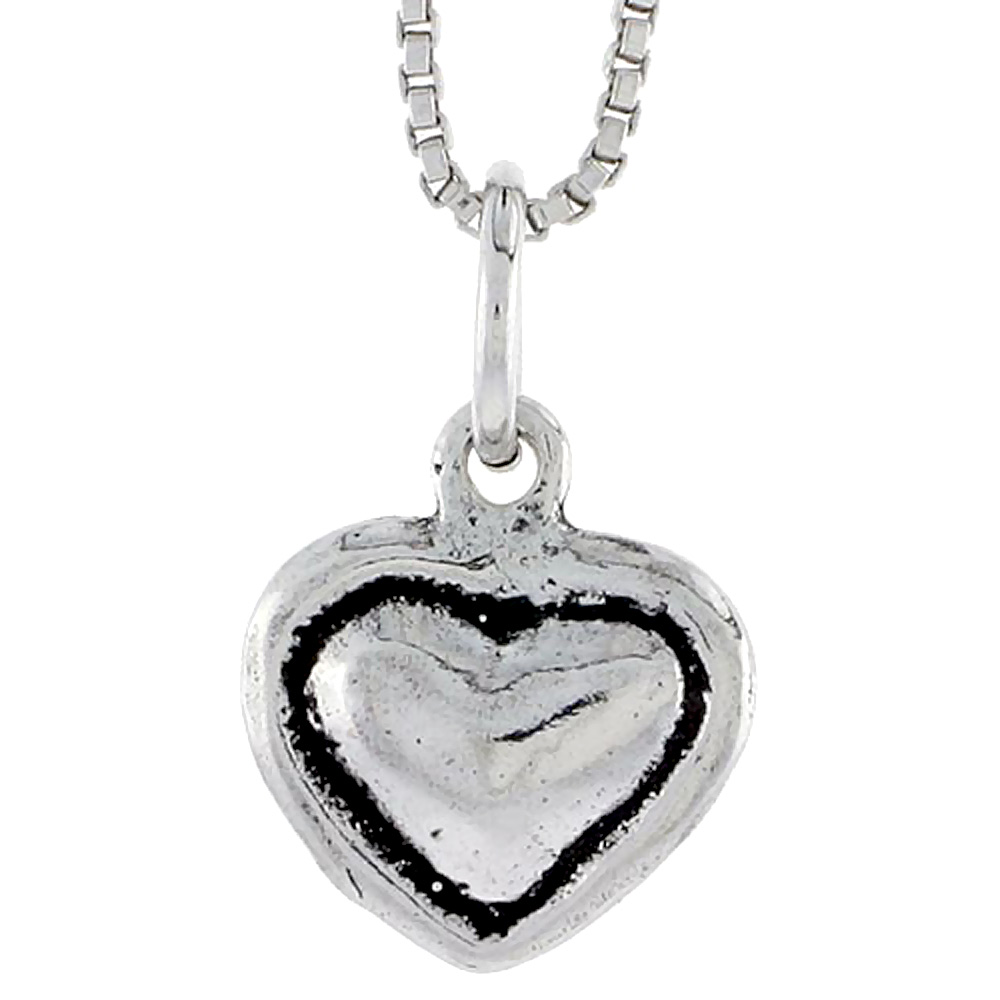 STERLING SILVER HEART CHARM 1/2 INCH TALL
