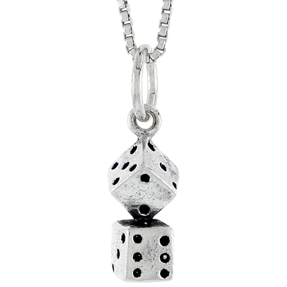 STERLING SILVER DICE CHARM 19/32 INCH TALL