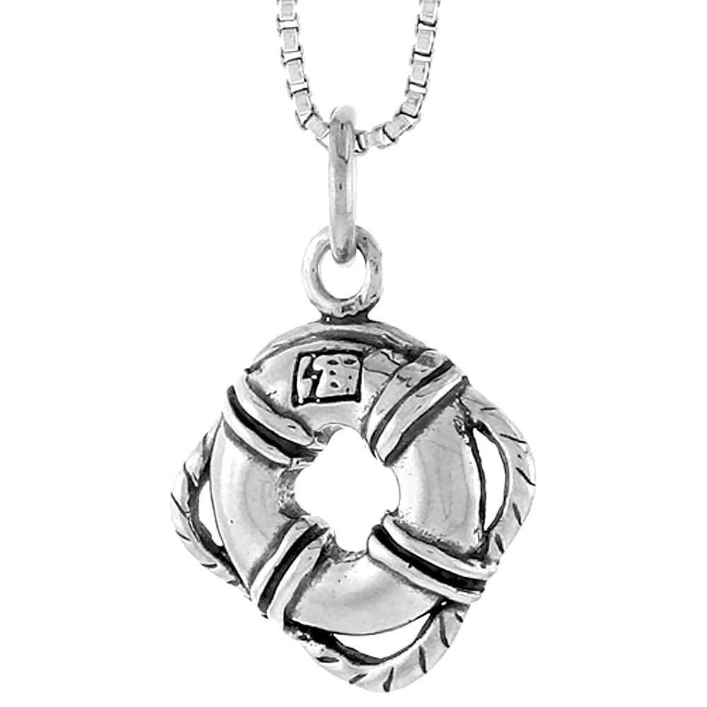 STERLING SILVER BOAT LIFESAVER CHARM 5/8 INCH TALL