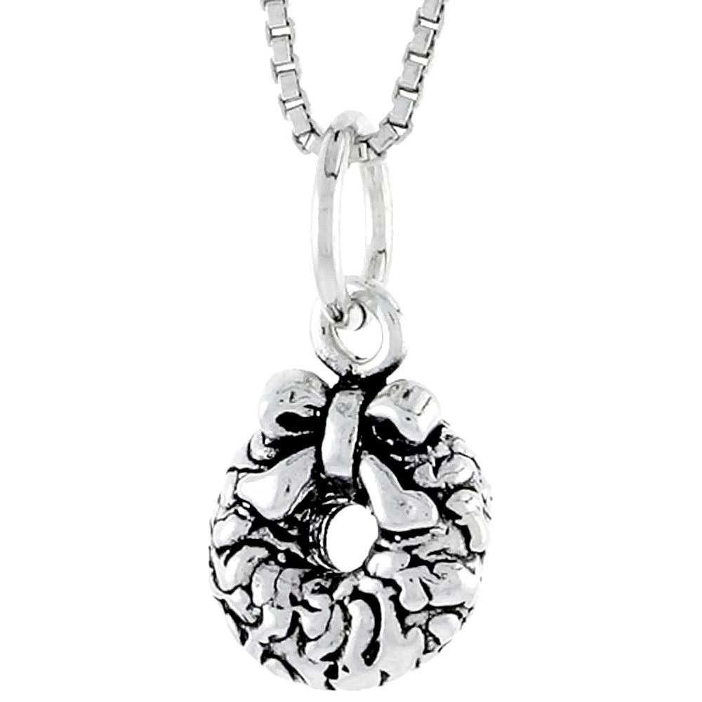 STERLING SILVER WREATH CHARM 1/2 INCH TALL