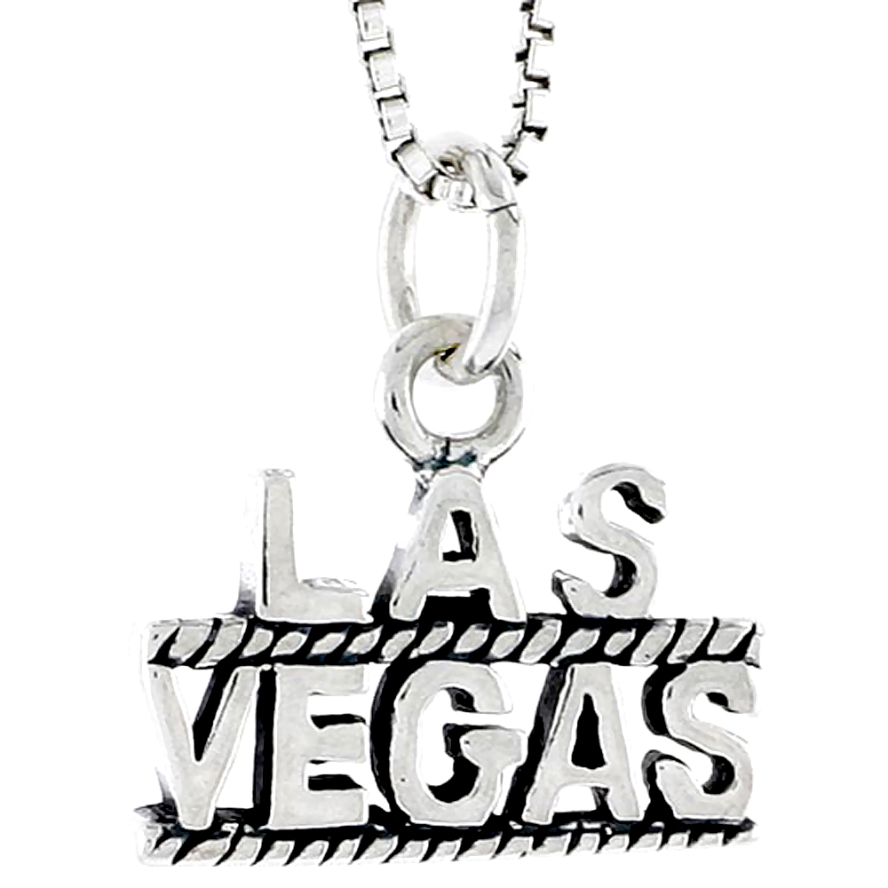 STERLING SILVER LAS VEGAS WORD CHARM 3/8 INCH TALL