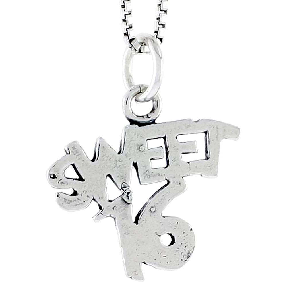 STERLING SILVER SWEET 16 WORD CHARM 1/2 INCH TALL