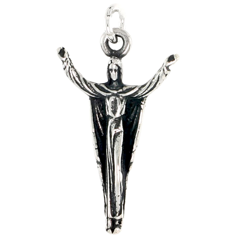 STERLING SILVER RESURRECTED JESUS CHRIST CHARM 7/8 TALL