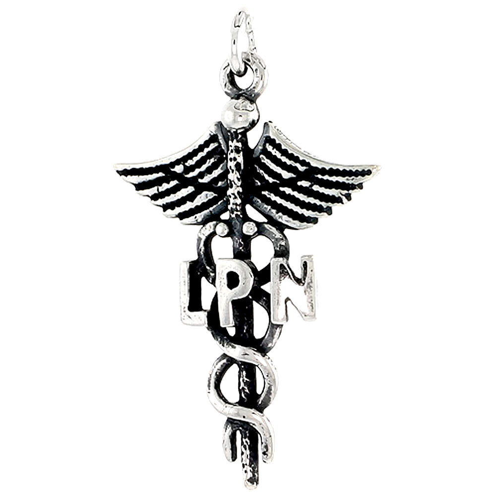 STERLING SILVER LICENSED PRACTICAL NURSE INSIGNIA CHARM 1 1/8 INCH TALL