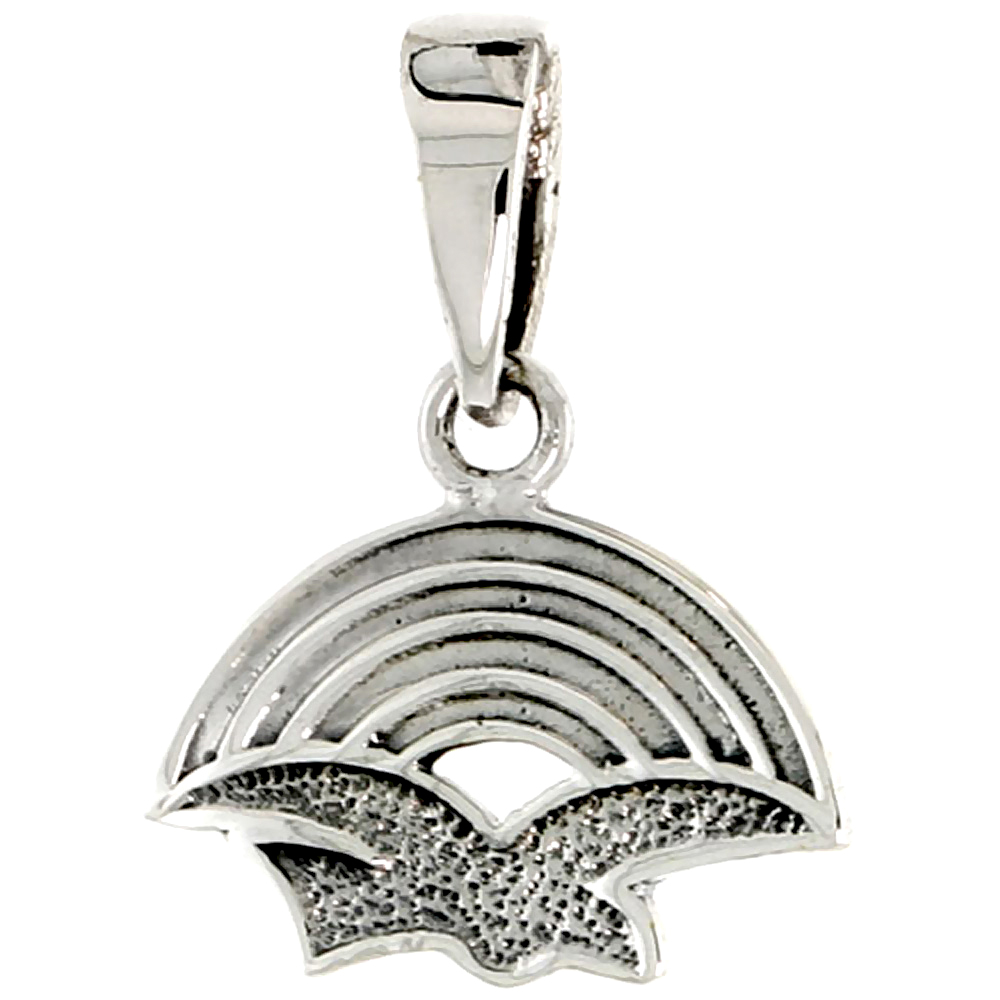 STERLING SILVER DOVE & RAINBOW CHARM 1/2 INCH TALL