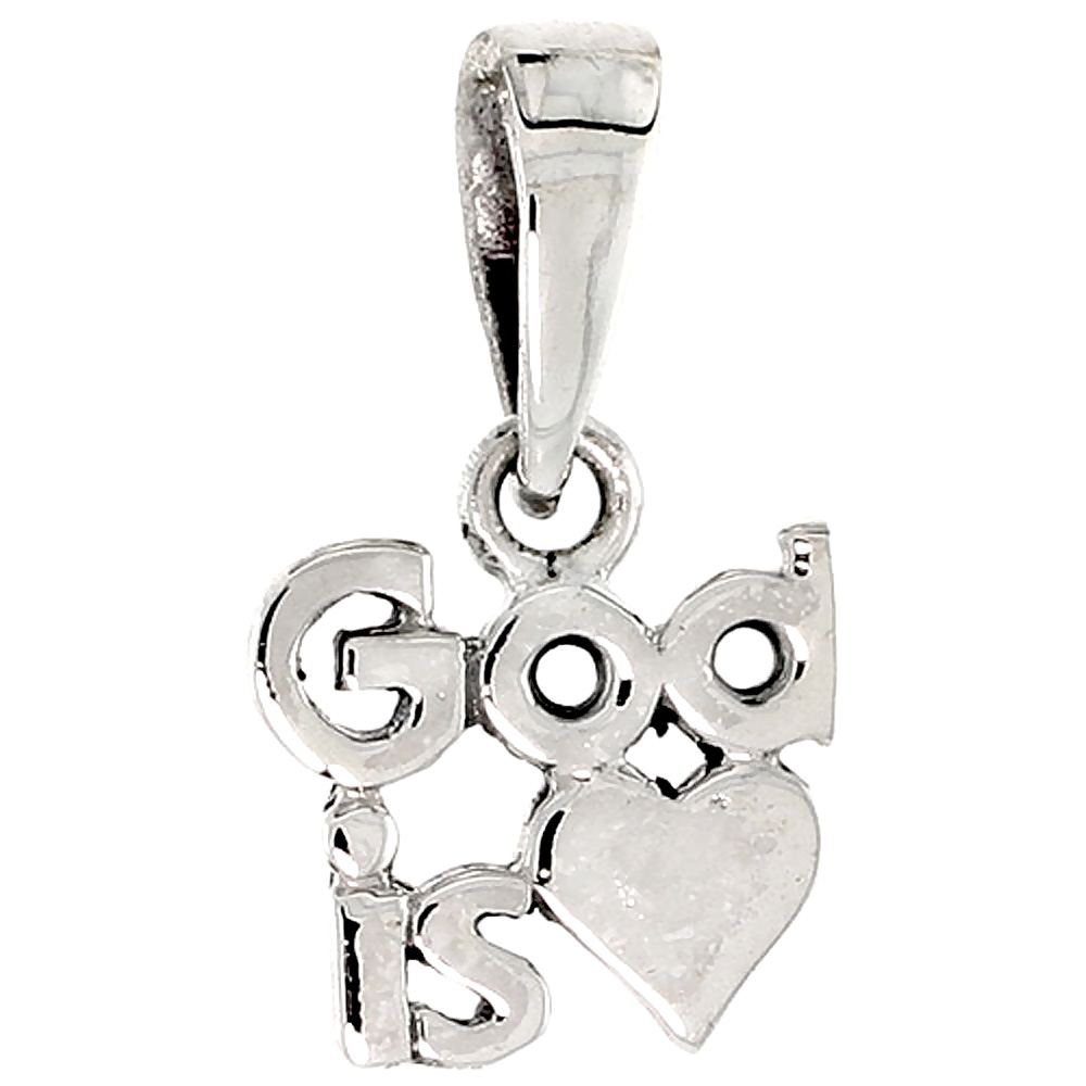 STERLING SILVER GOD IS LOVE WORD CHARM 1/2 INCH TALL