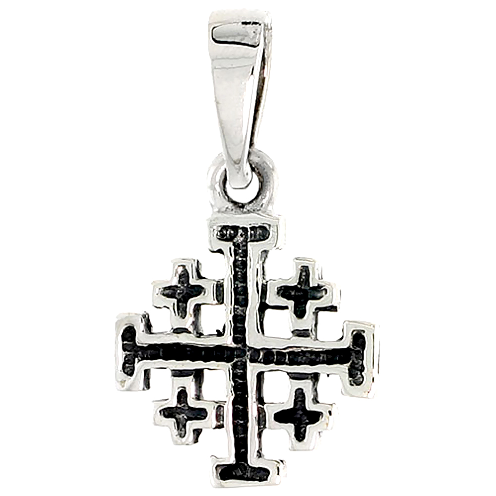 STERLING SILVER JERUSALEM CROSS CHARM 1/2 INCH TALL