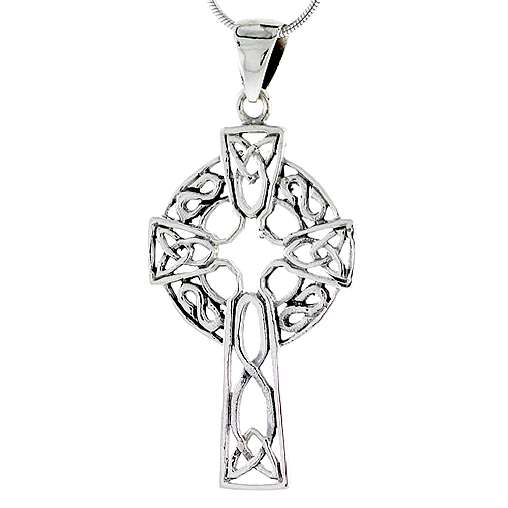 STERLING SILVER CUT OUT OPEN KELLY CELTIC CROSS CHARM 1 3/4 INCH