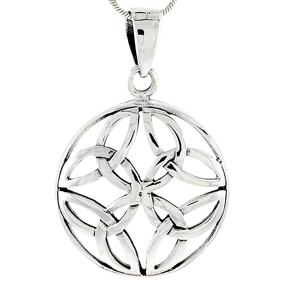 STERLING SILVER CELTIC KNOT CAROLINGIAN CROSS OF TRIQUETRAS CHARM PENDANT 1 1/8 INCH