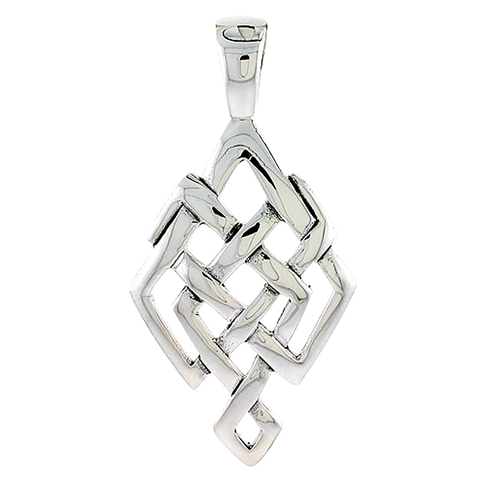 SMALL STERLING SILVER ETERNITY CELTIC KNOT CHARM PENDANT 1 5/8 INCH