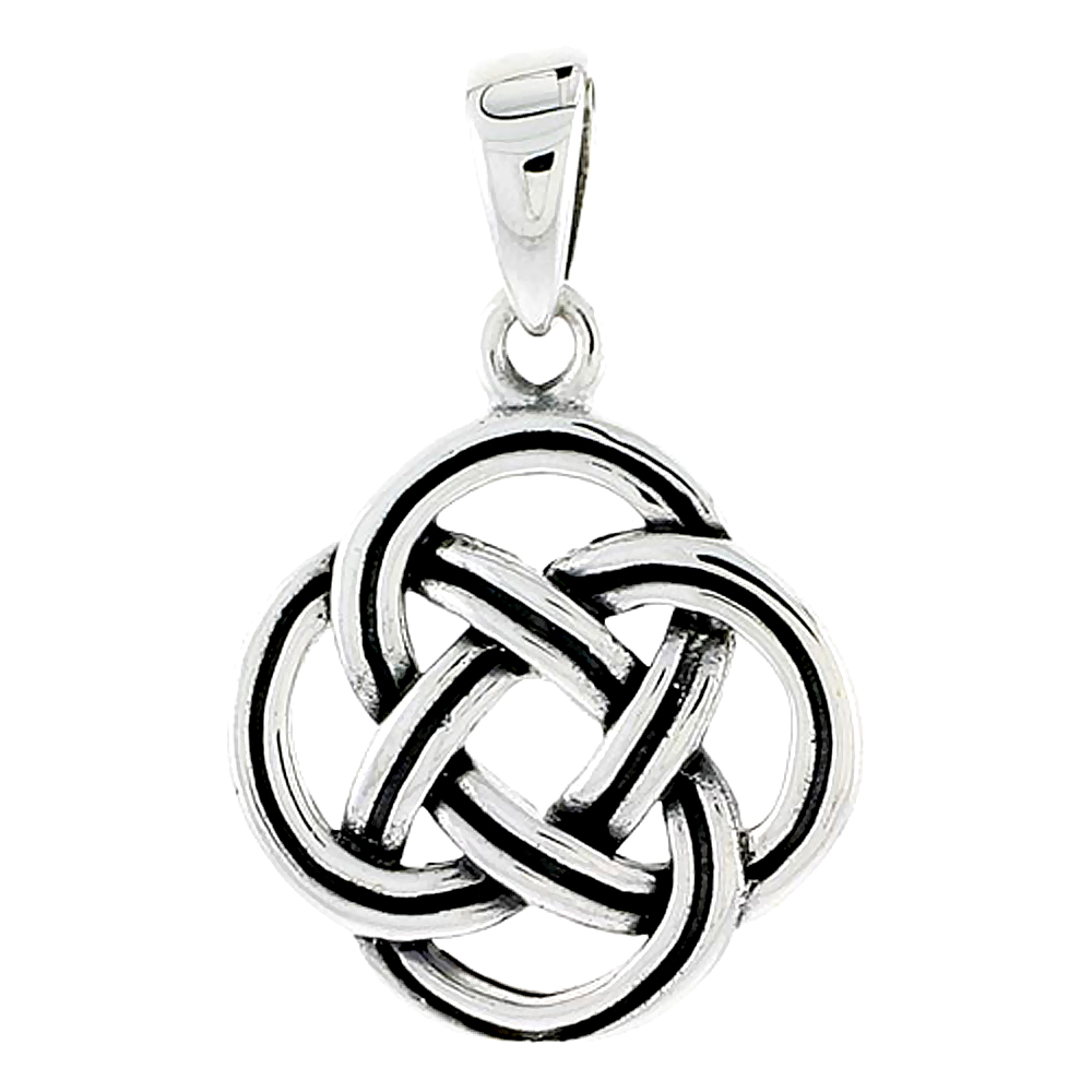 SMALL STERLING SILVER CUTOUT OPEN FRIENDSHIP ETERNITY CELTIC KNOT CHARM 3/4 INCH