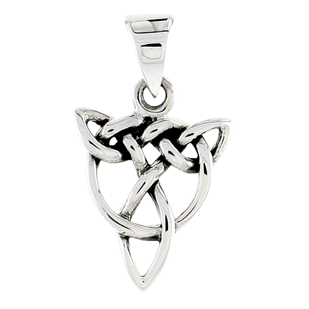 DAINTY STERLING SILVER UPSIDE DOWN INTERLACED TRIQUETRA CELTIC KNOT CHARM PENDANT 5/8 INCH